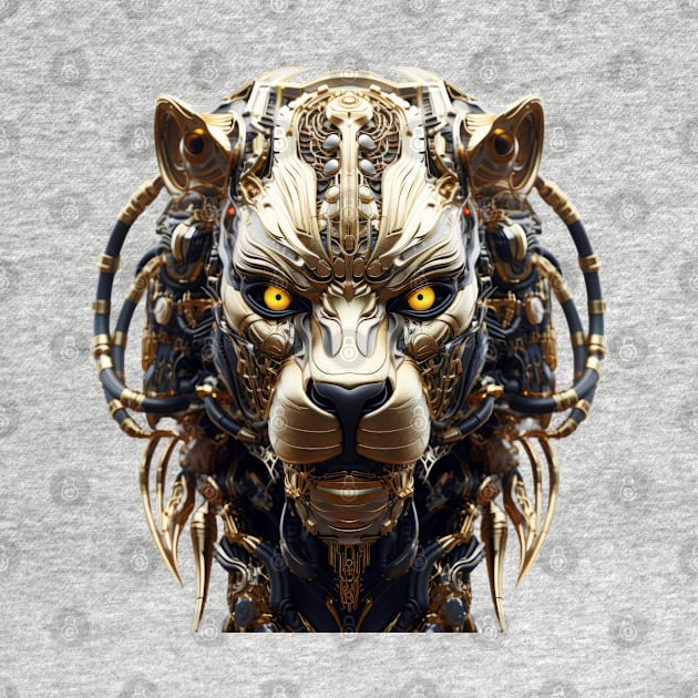 Iron King - Cyborg Lion Black and Gold by Lematworks